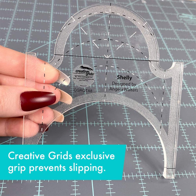 Creative Grids Machine Quilting Tool Shelly â€“ CGRQTA8 â€“ Made in USA Non-Slip Grip Acrylic Quilting & Sewing Template Ruler for Free-Motion Quilt Patchwork Design Sewing & Longarm Machines on Domestic - Image 2